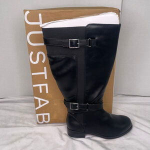 Women's JustFab Black Heeled Boots Size 8